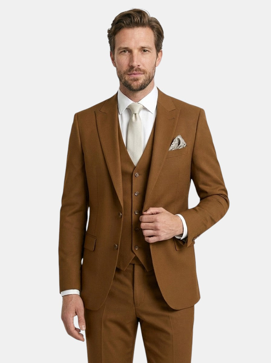 Men's classic slim fit 3-piece suit, worn view