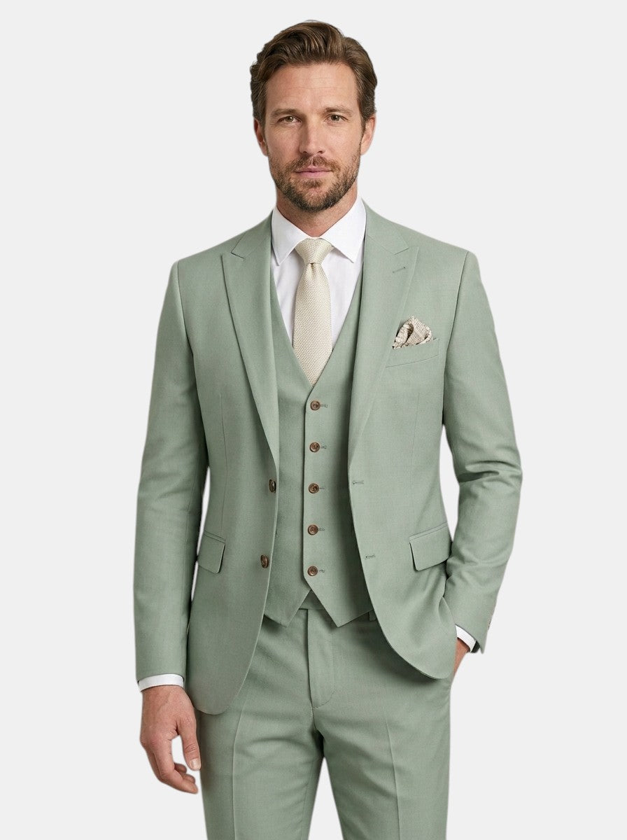 Men's classic slim fit 3-piece suit, back view