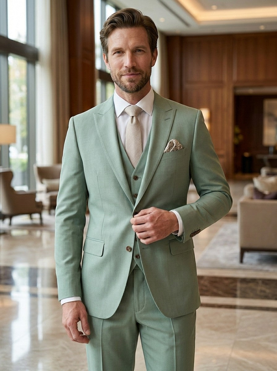 Men's classic slim fit 3-piece suit, front view