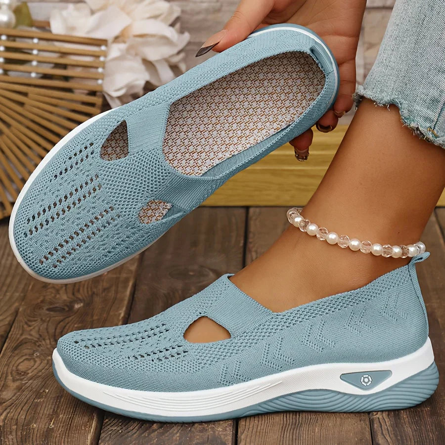 Women's Knit Mesh Slip-On Cutout Cushioned Sole Casual Sneakers