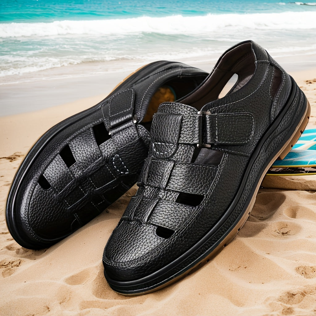 Men's closed toe leather summer sandals view 3