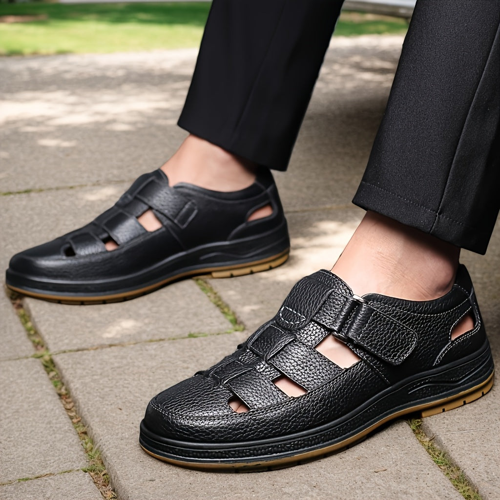 Men's closed toe leather summer sandals view 2