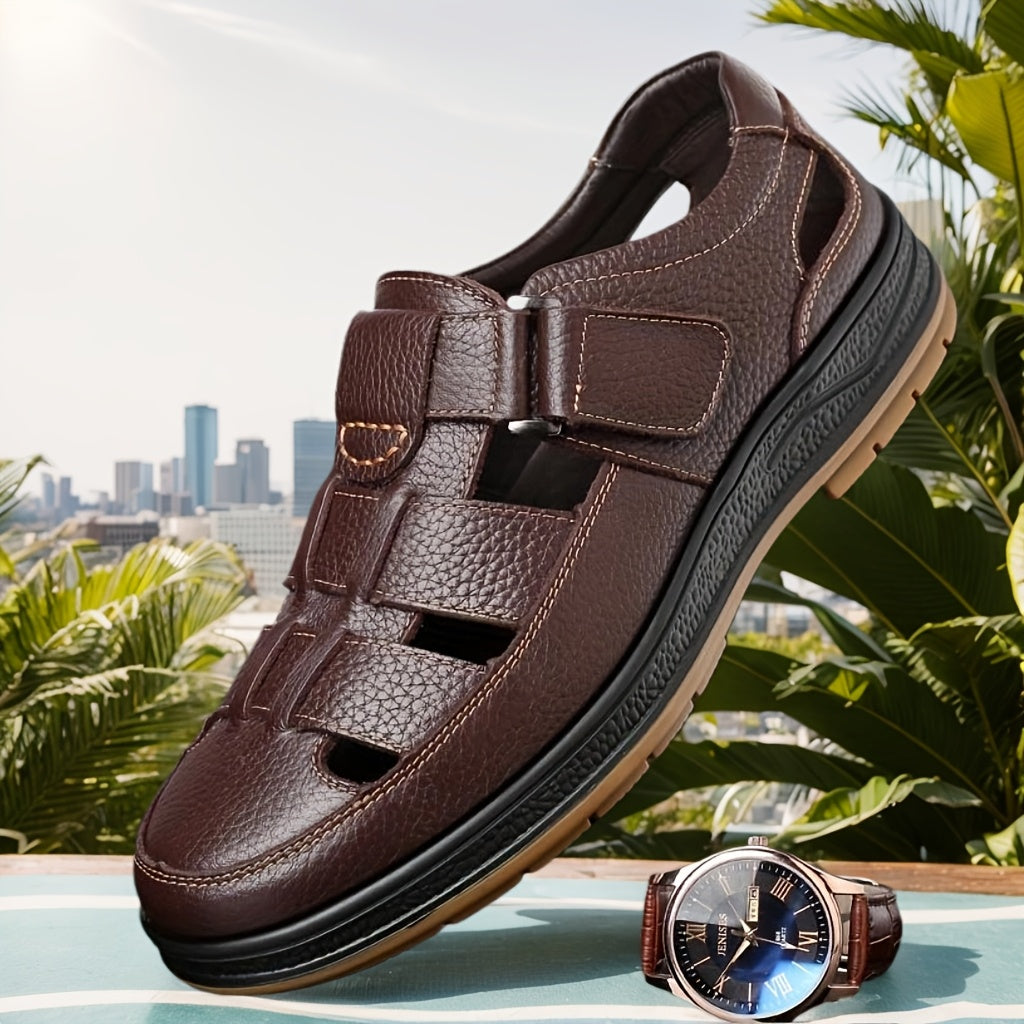 Men's closed toe leather summer sandals view 8