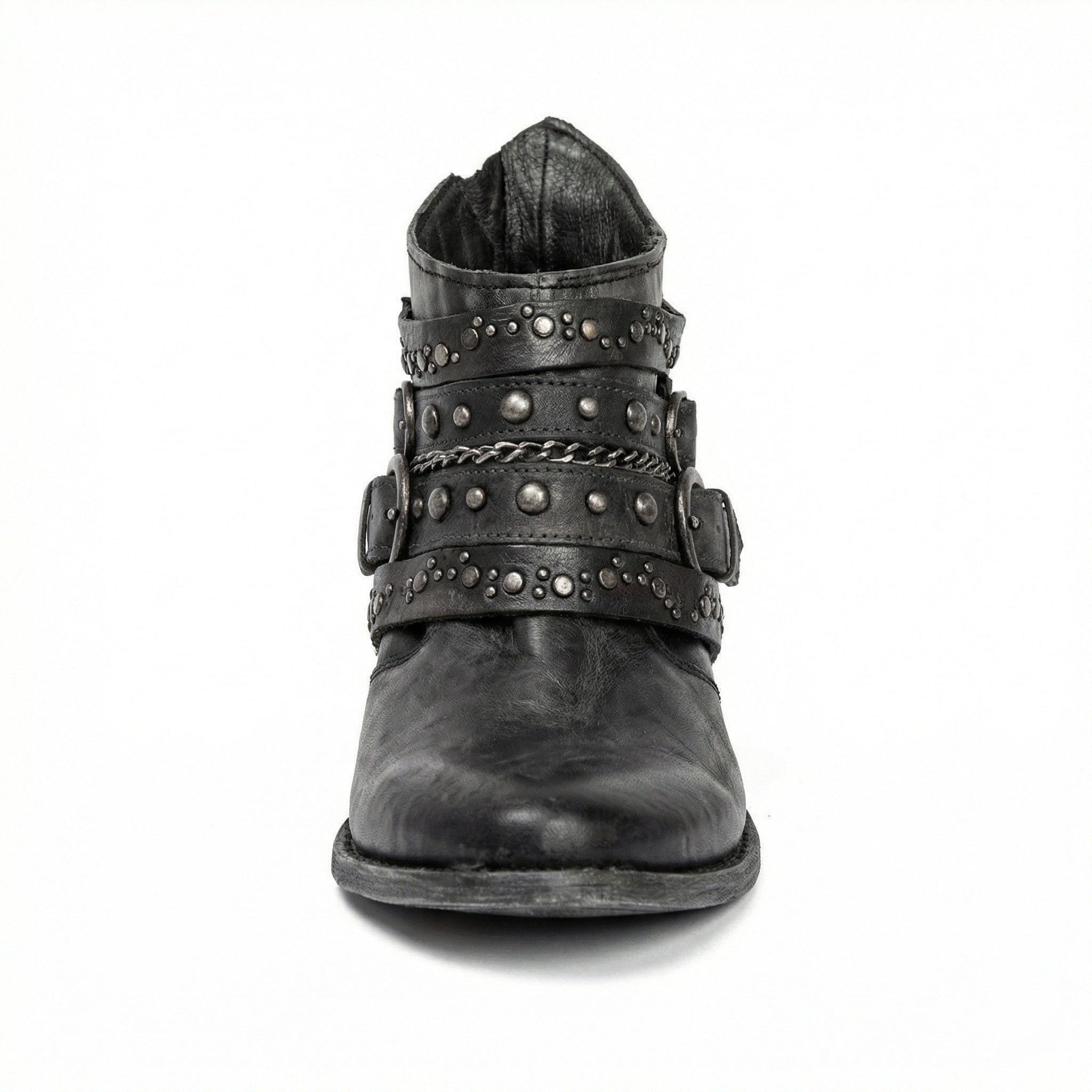 Women's Vintage Chain-Detail Ankle Boots | Block Heel