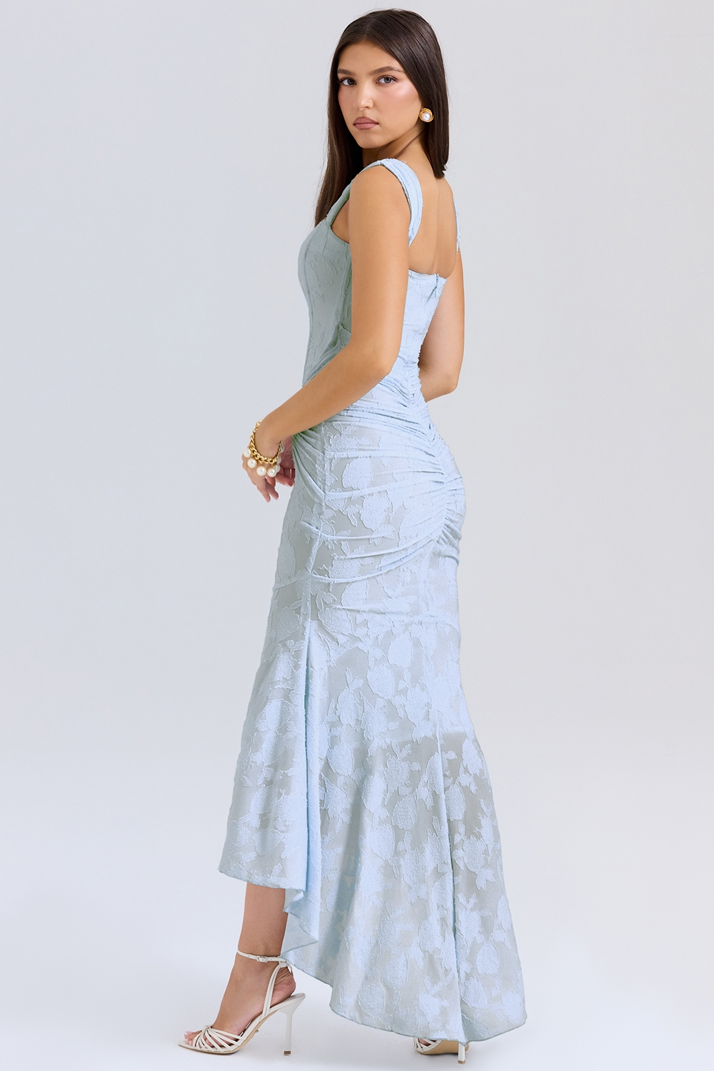 Women's Light Blue Elegant Casual Flowy Maxi Dress