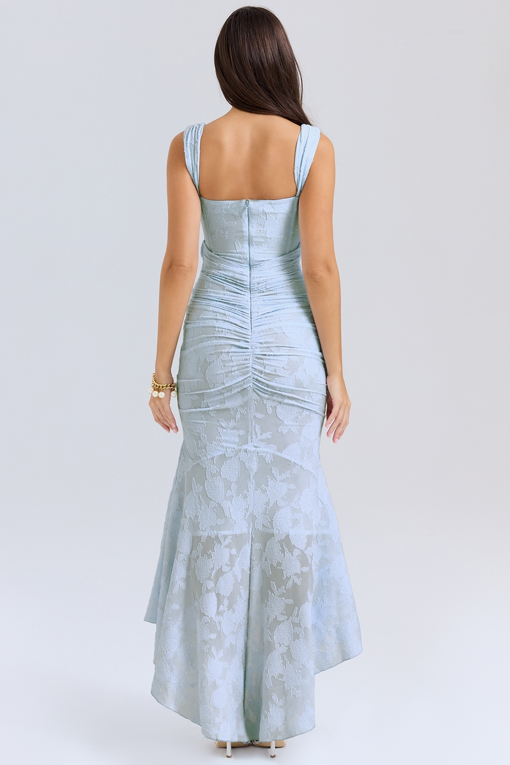 Women's Light Blue Elegant Casual Flowy Maxi Dress