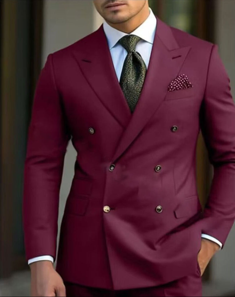 Men's Double-Breasted Suit – Two-Piece Formal Set