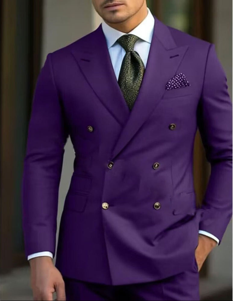 Men's Double-Breasted Suit – Two-Piece Formal Set