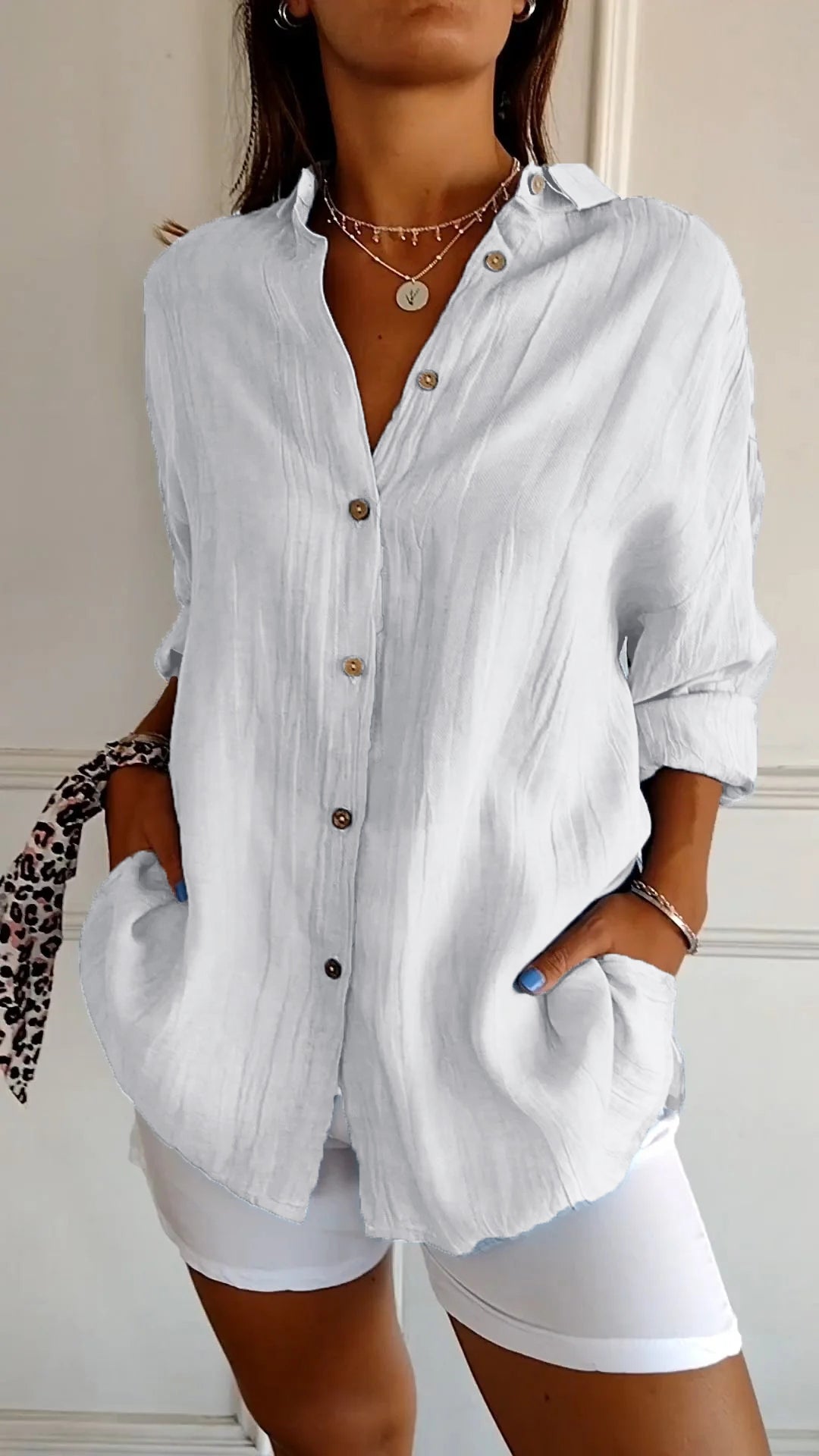Women's Oversized Long Sleeve Button-Down Shirt | Relaxed Casual Top
