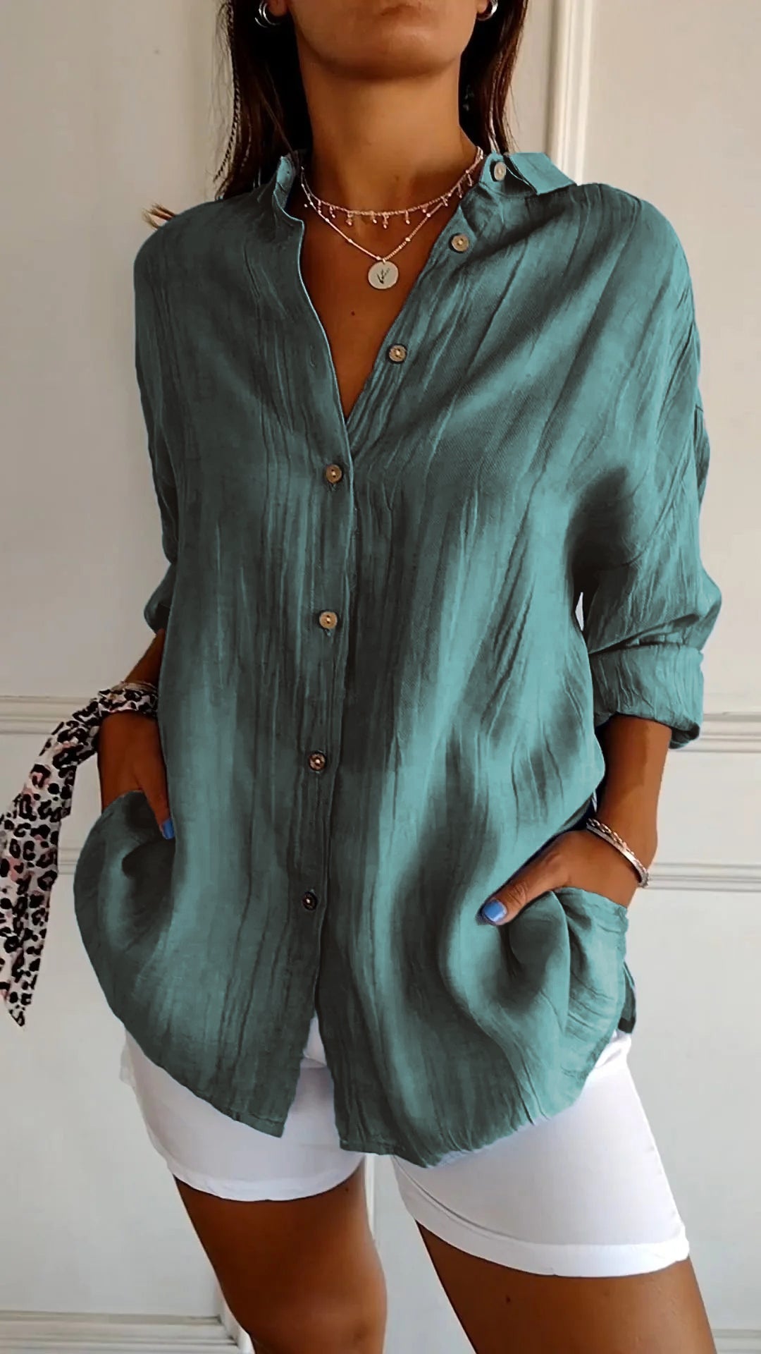 Women's Oversized Long Sleeve Button-Down Shirt | Relaxed Casual Top