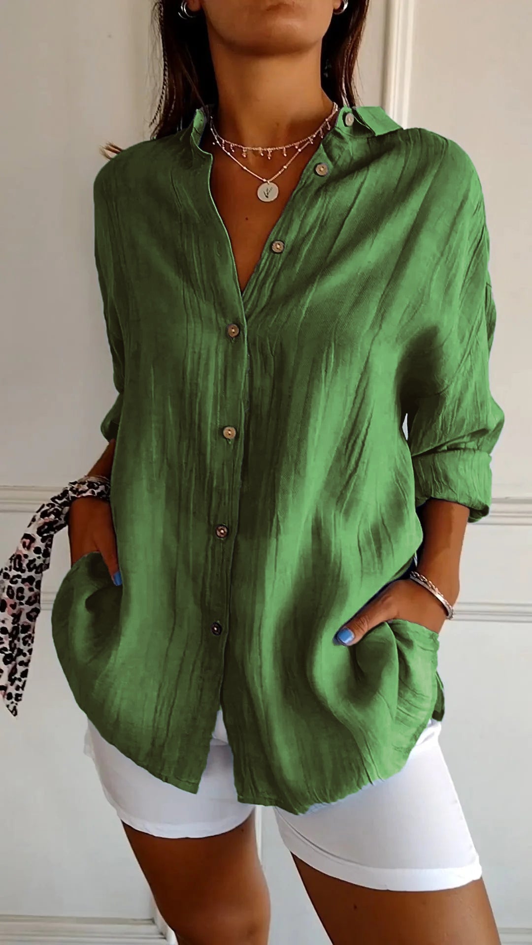 Women's Oversized Long Sleeve Button-Down Shirt | Relaxed Casual Top