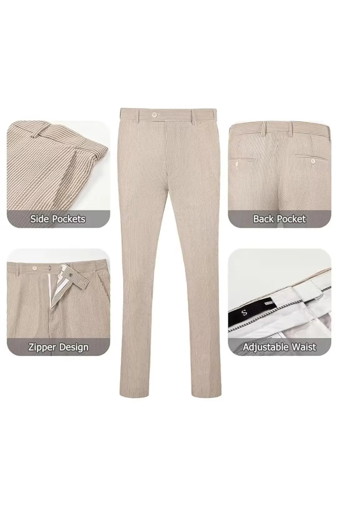 Men's Striped Seersucker 2-Piece Suit | Summer Blazer and Pants