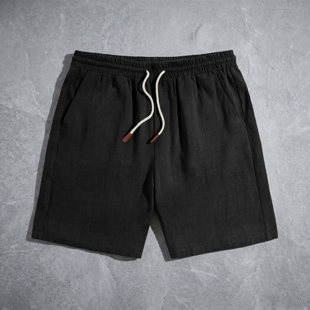 mens linen drawstring shorts | casual summer beach shorts - alternate view