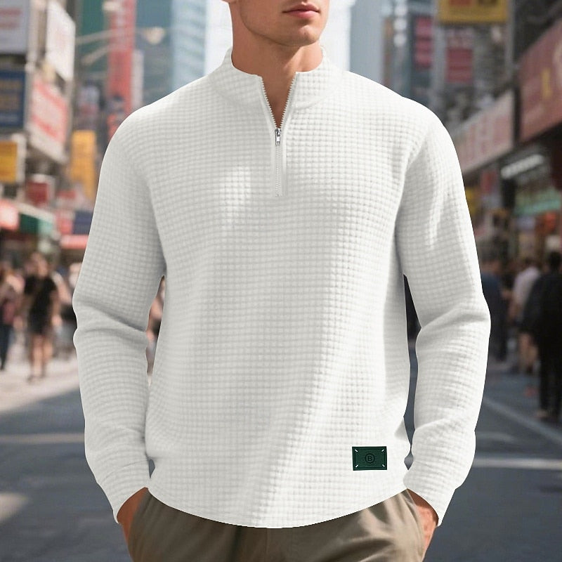 Men's Quarter-Zip Textured Sweatshirt