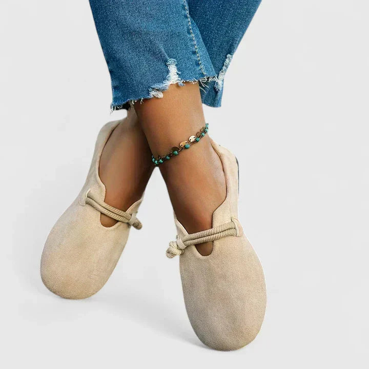 Women's Beige Wide Fit Loafers | Ergonomic Arch Support Comfortable Shoes