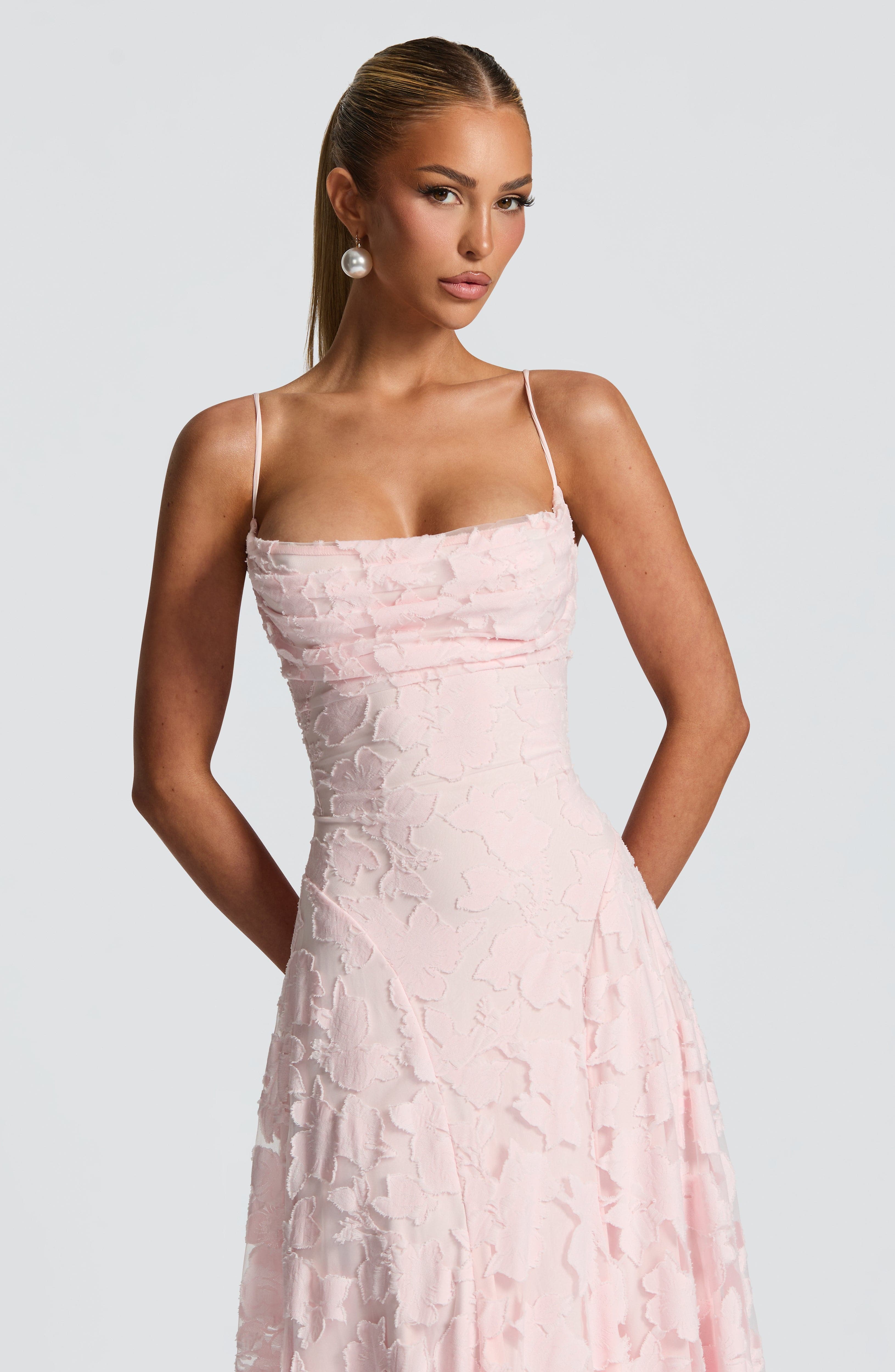 Women's Red Floral Lace Spaghetti Strap A-Line Maxi Evening Dress Wedding Guest
