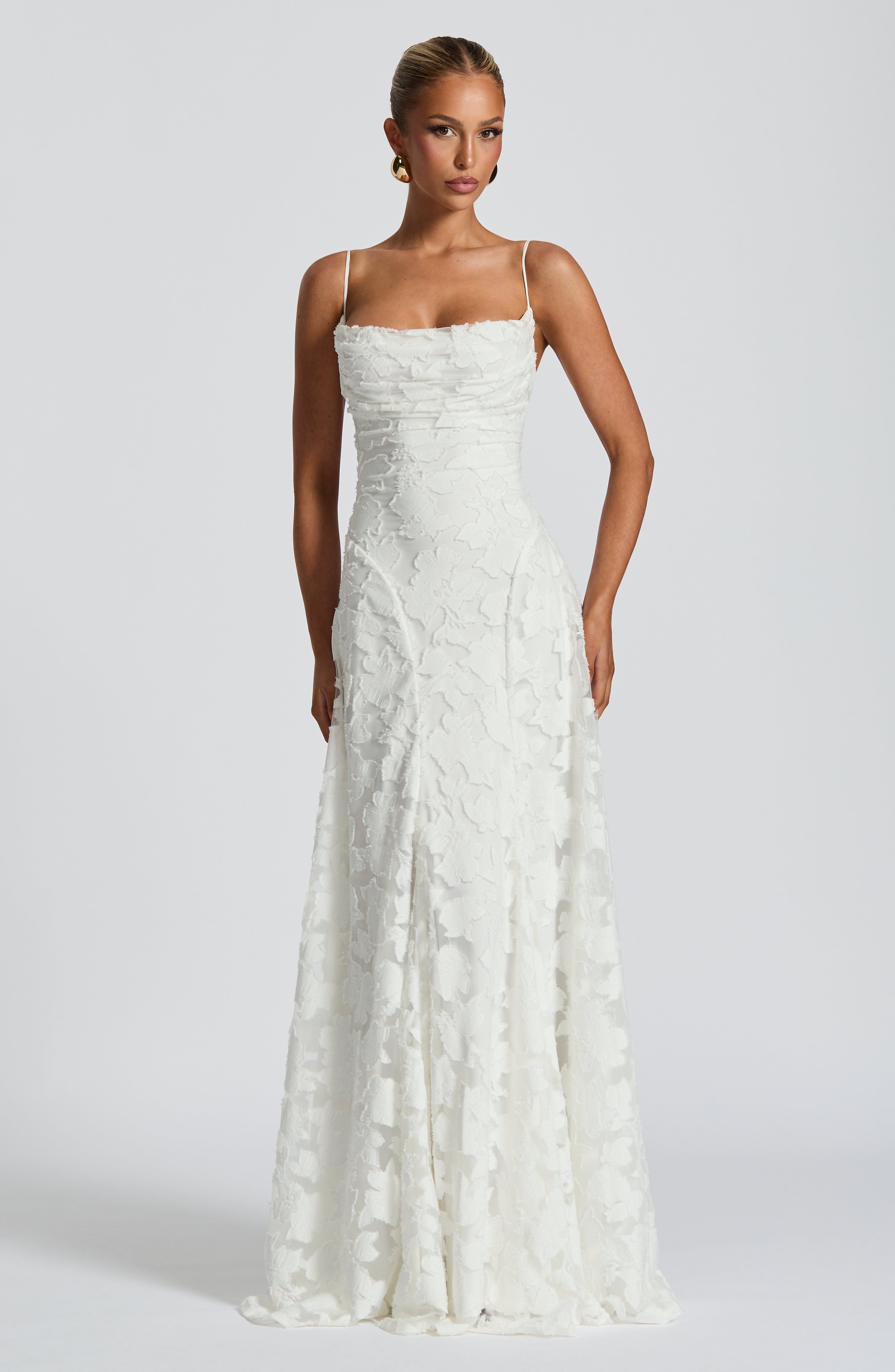 Women's Red Floral Lace Spaghetti Strap A-Line Maxi Evening Dress Wedding Guest