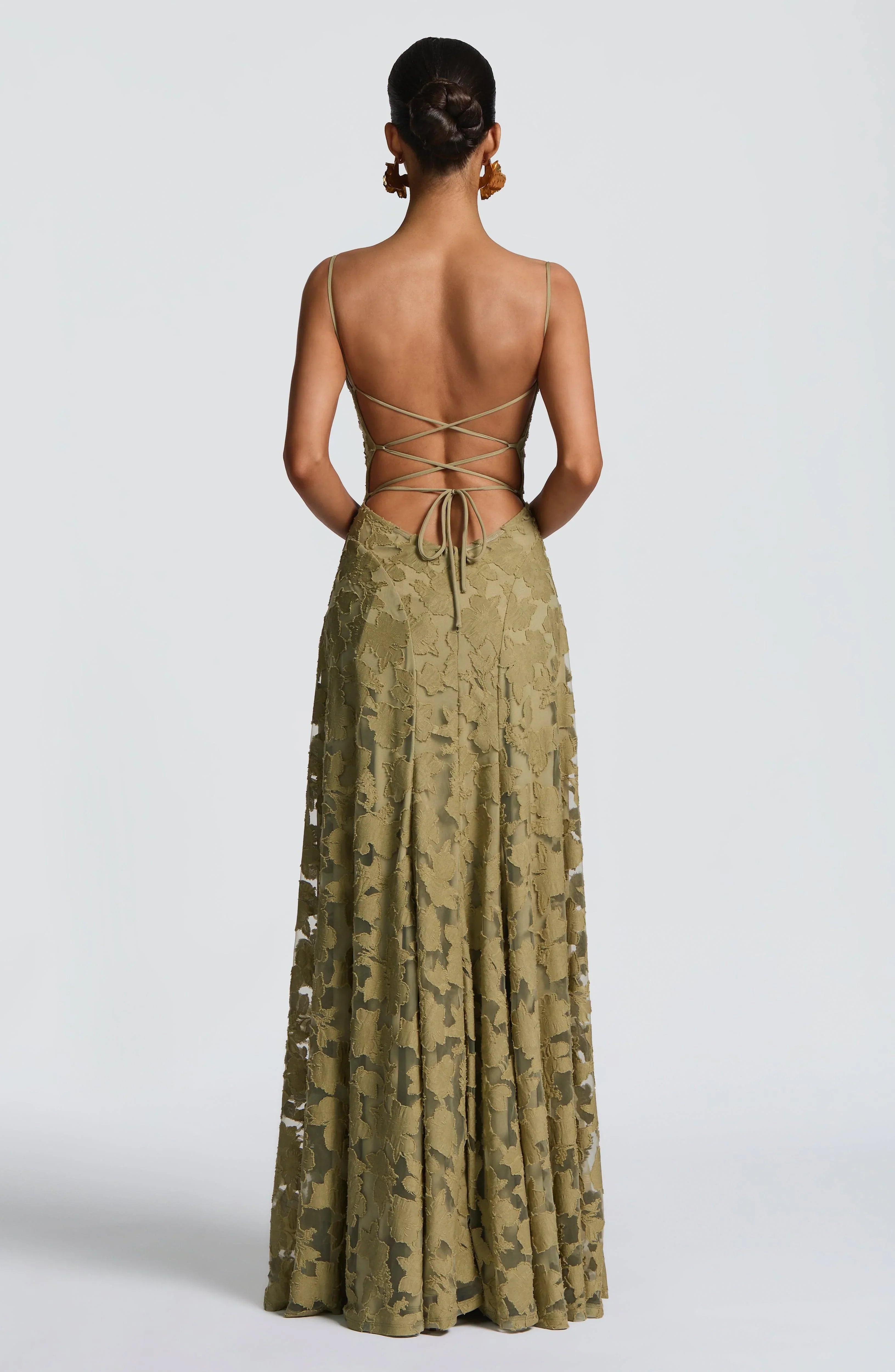 Women's Red Floral Lace Spaghetti Strap A-Line Maxi Evening Dress Wedding Guest