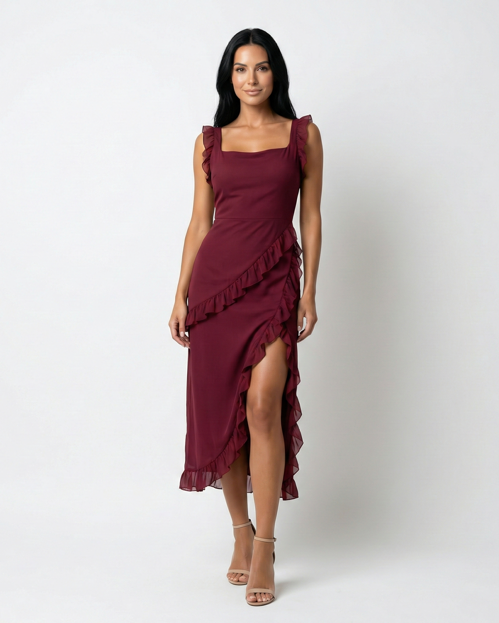 Women's brown maxi dress - front view
