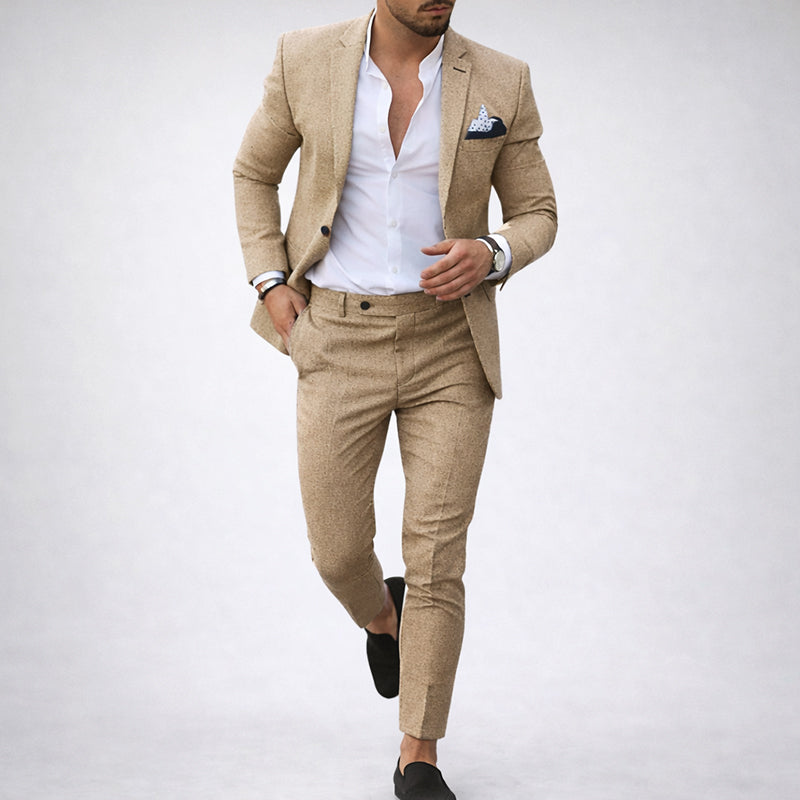 men's 2-piece linen blend notch lapel suit - side view