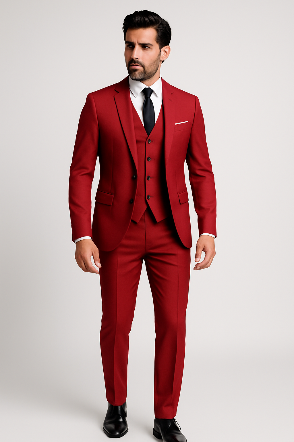 men's 3-piece slim fit suit - worn view