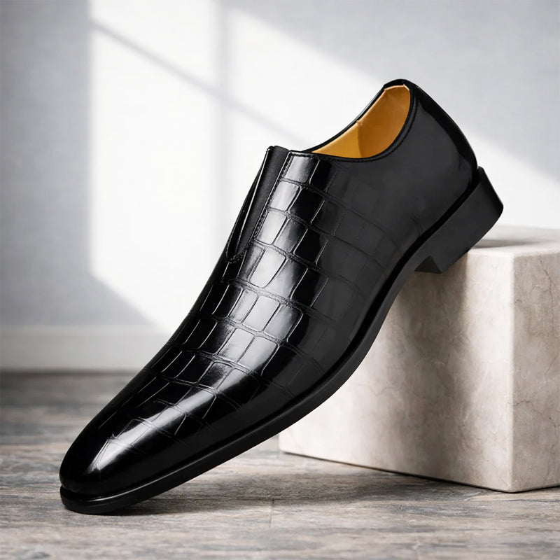 Men's croc-embossed slip-on loafers - back view