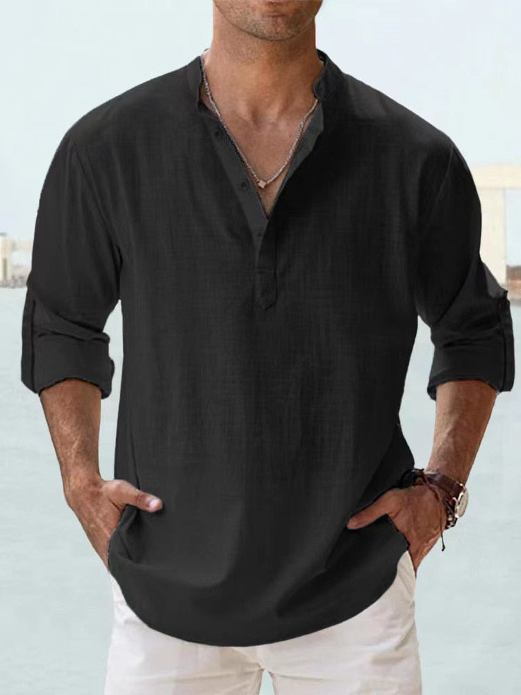 Men's breathable button-up shirt - side view