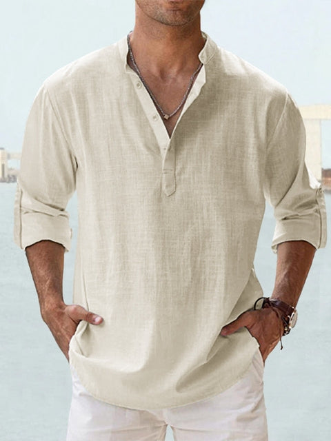 Men's breathable button-up shirt in Apricot