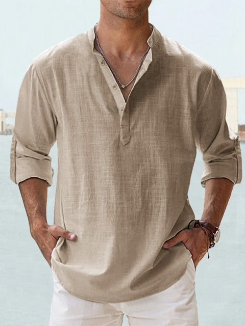 Men's breathable button-up shirt in Khaki