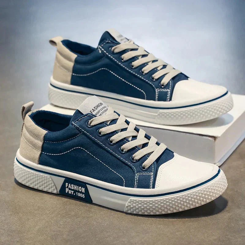 Men's lace-up canvas casual sneakers - Green color view