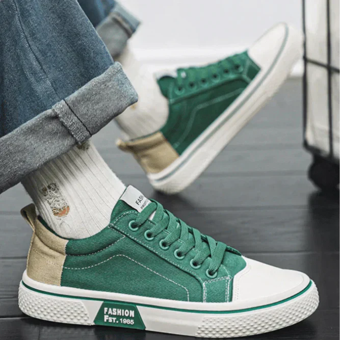 Men's lace-up canvas casual sneakers - back view