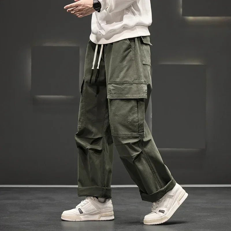 men's straight leg cargo pants - front view