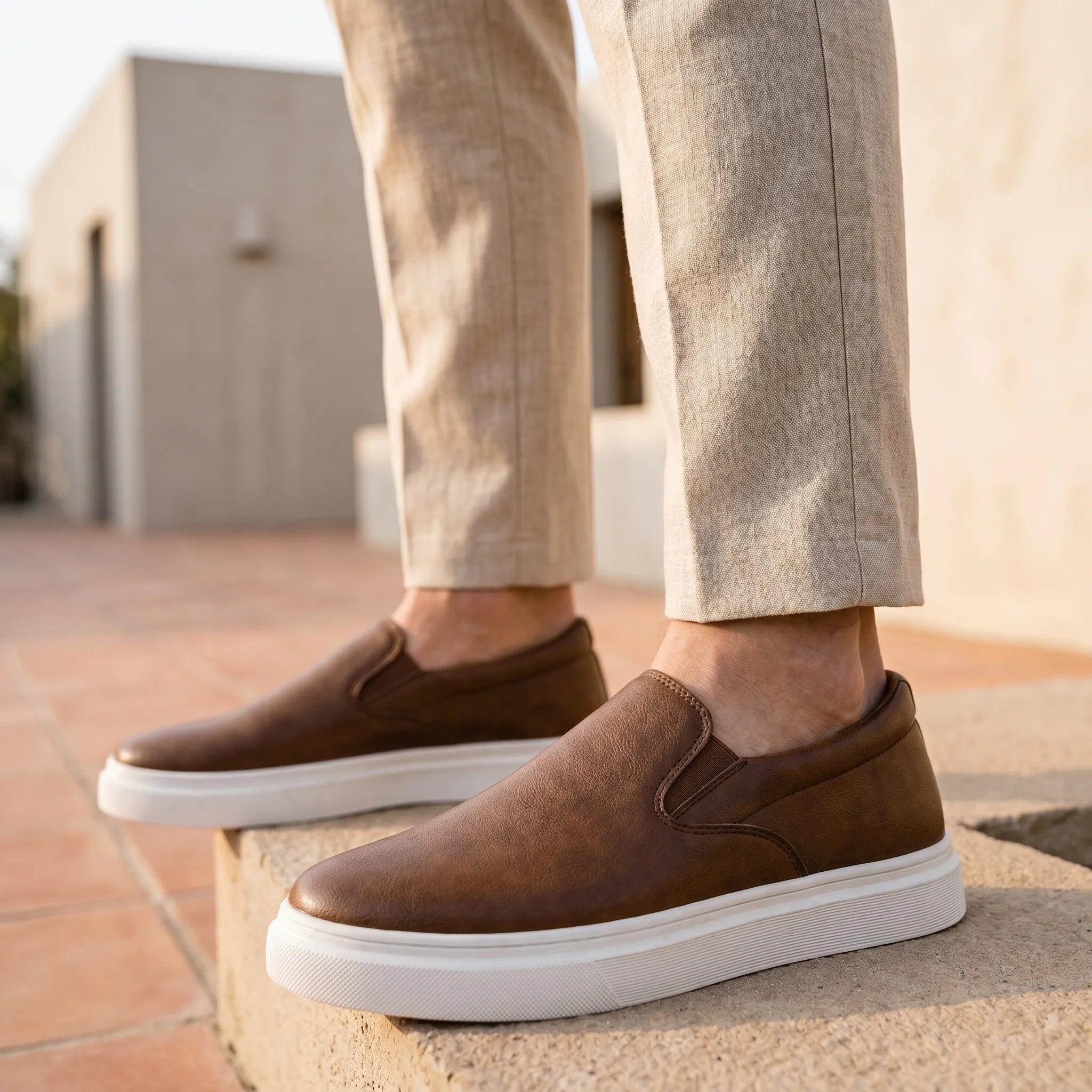 Men's Celrien comfortable PU slip-on loafers - front view