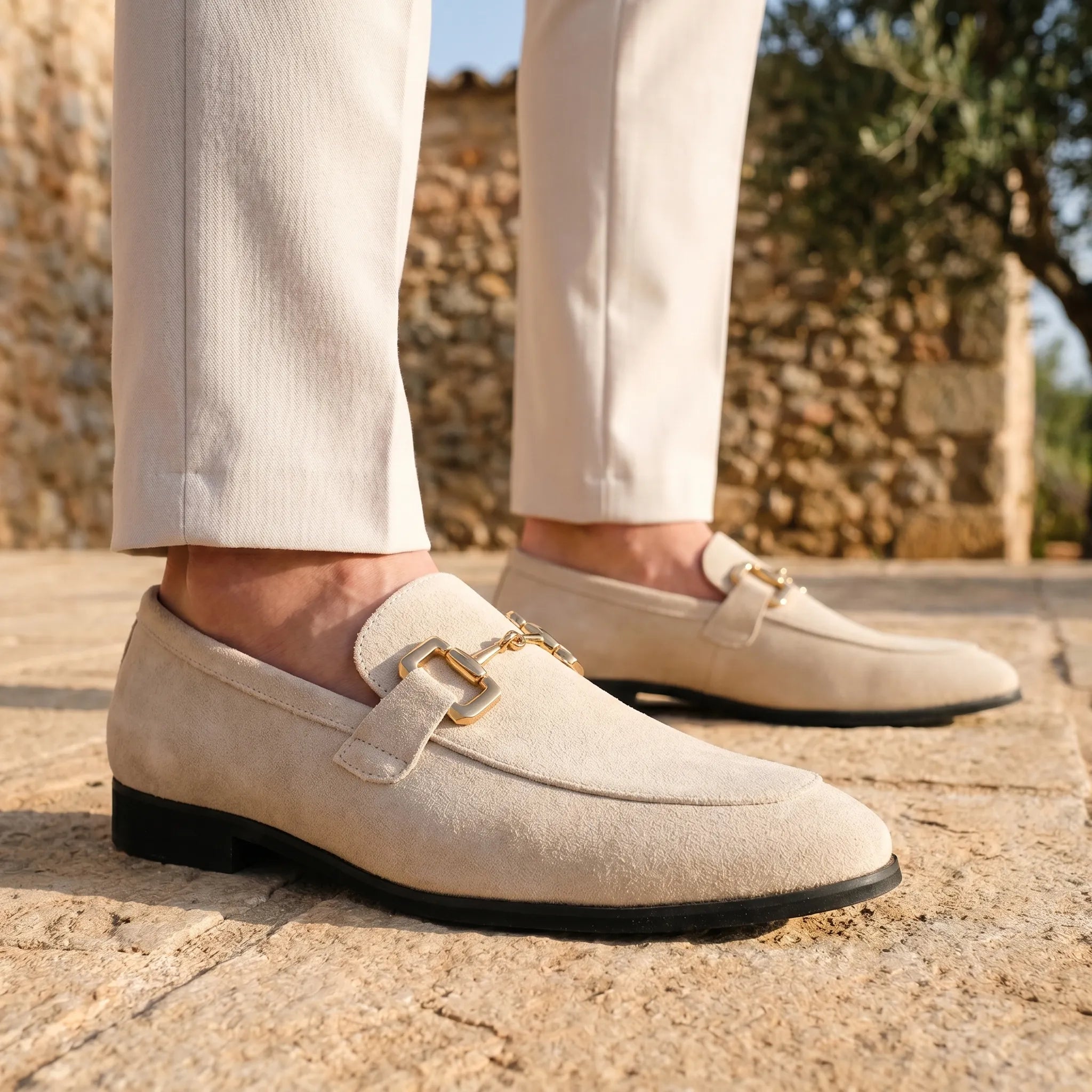 Men's Celrien suede horsebit loafers - front view