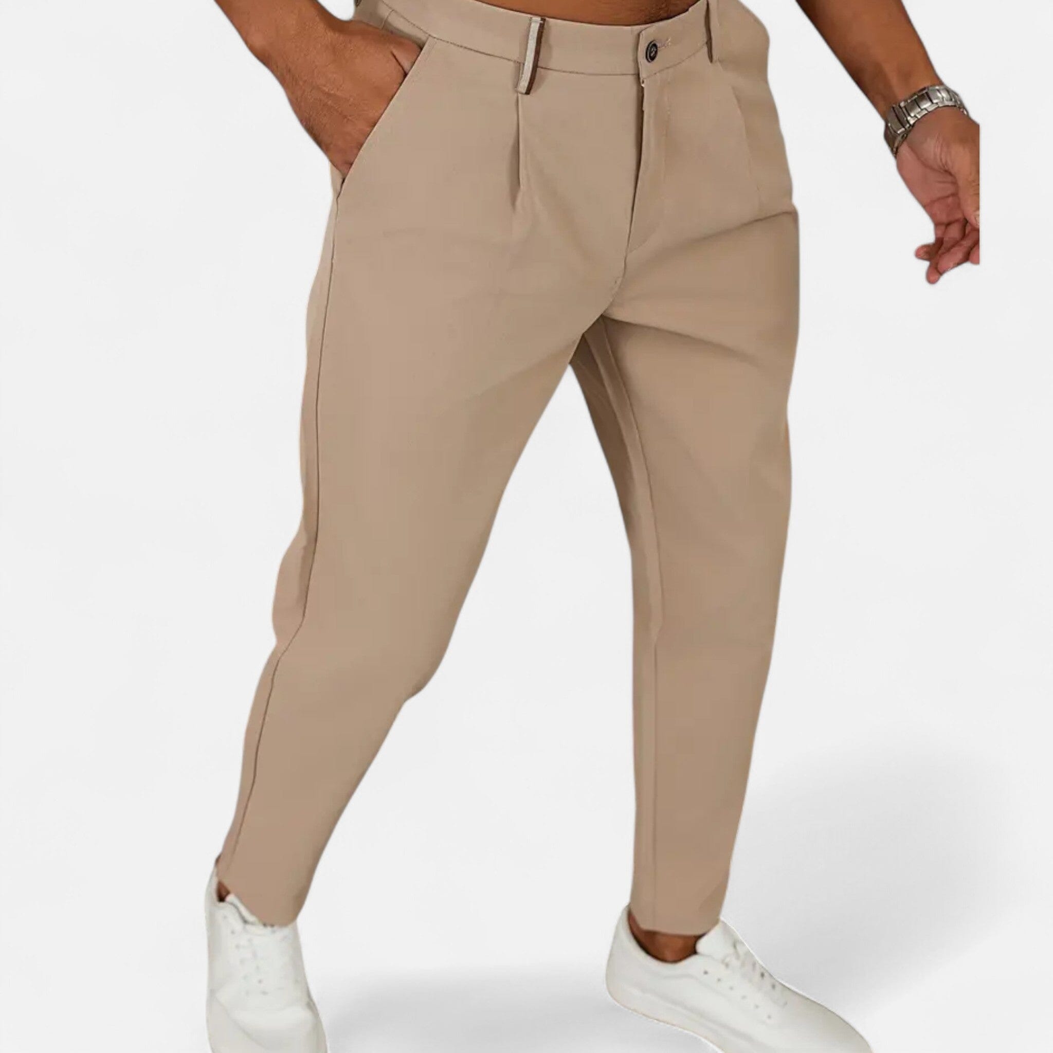 mens classic pleated business trousers | smart formal dress pants - side view