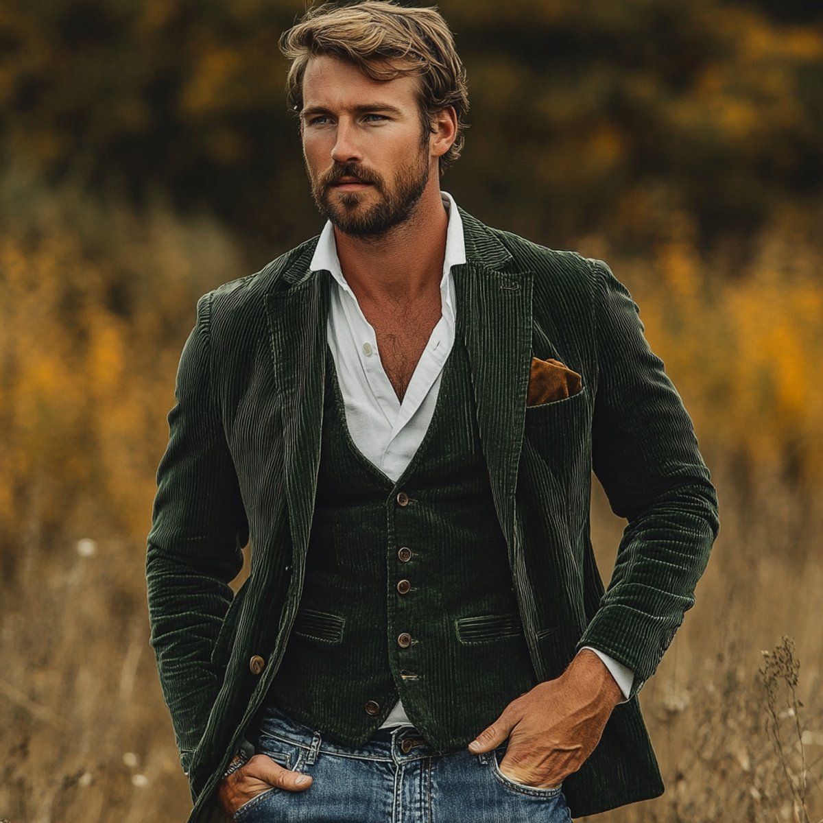 Men's Corduroy Blazer and Vest Two-Piece Set - photo 4