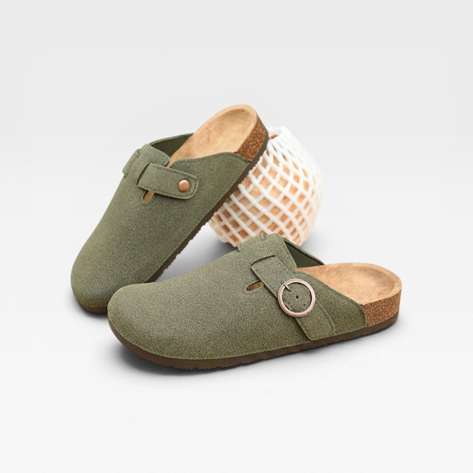 Men's cork slip-on clogs closed toe mule design