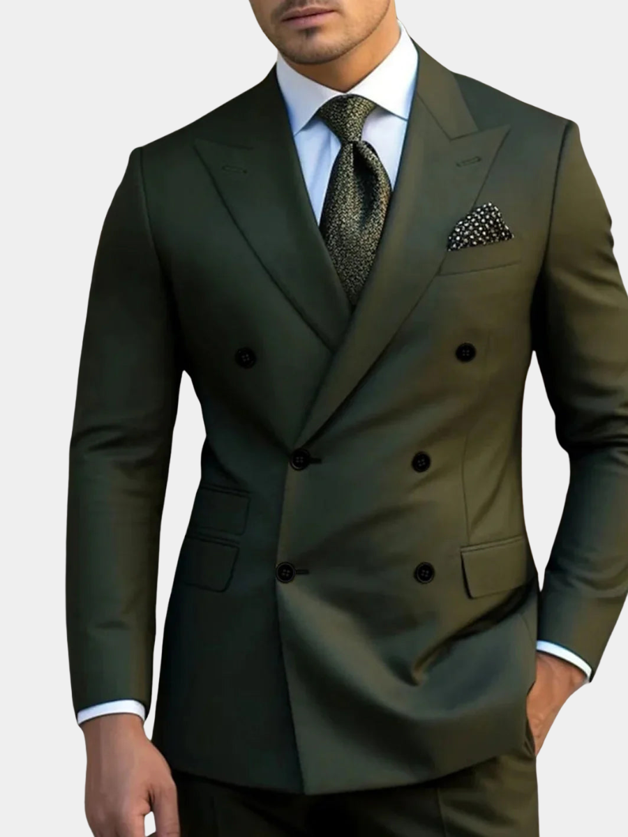 Men's double-breasted suit front view