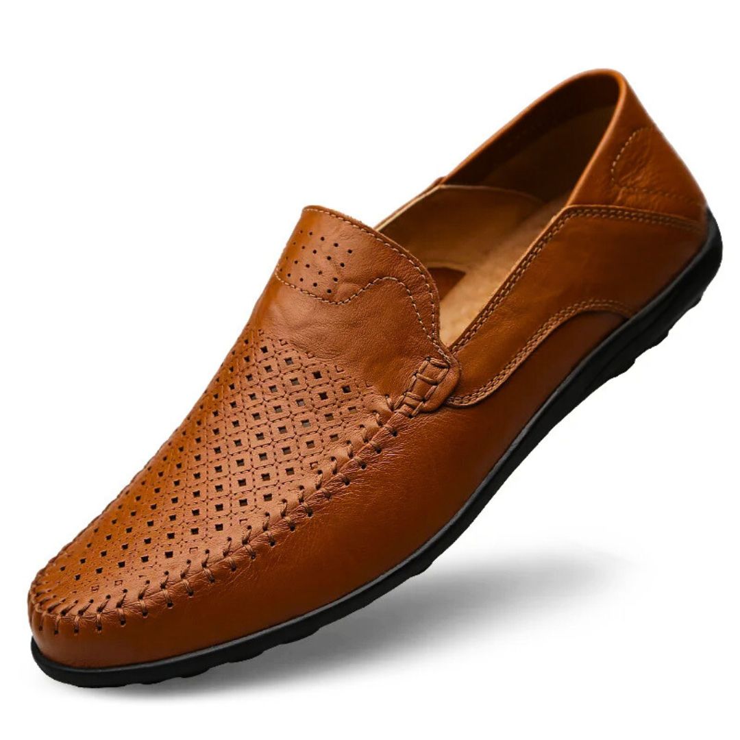 men's genuine leather loafers - back view