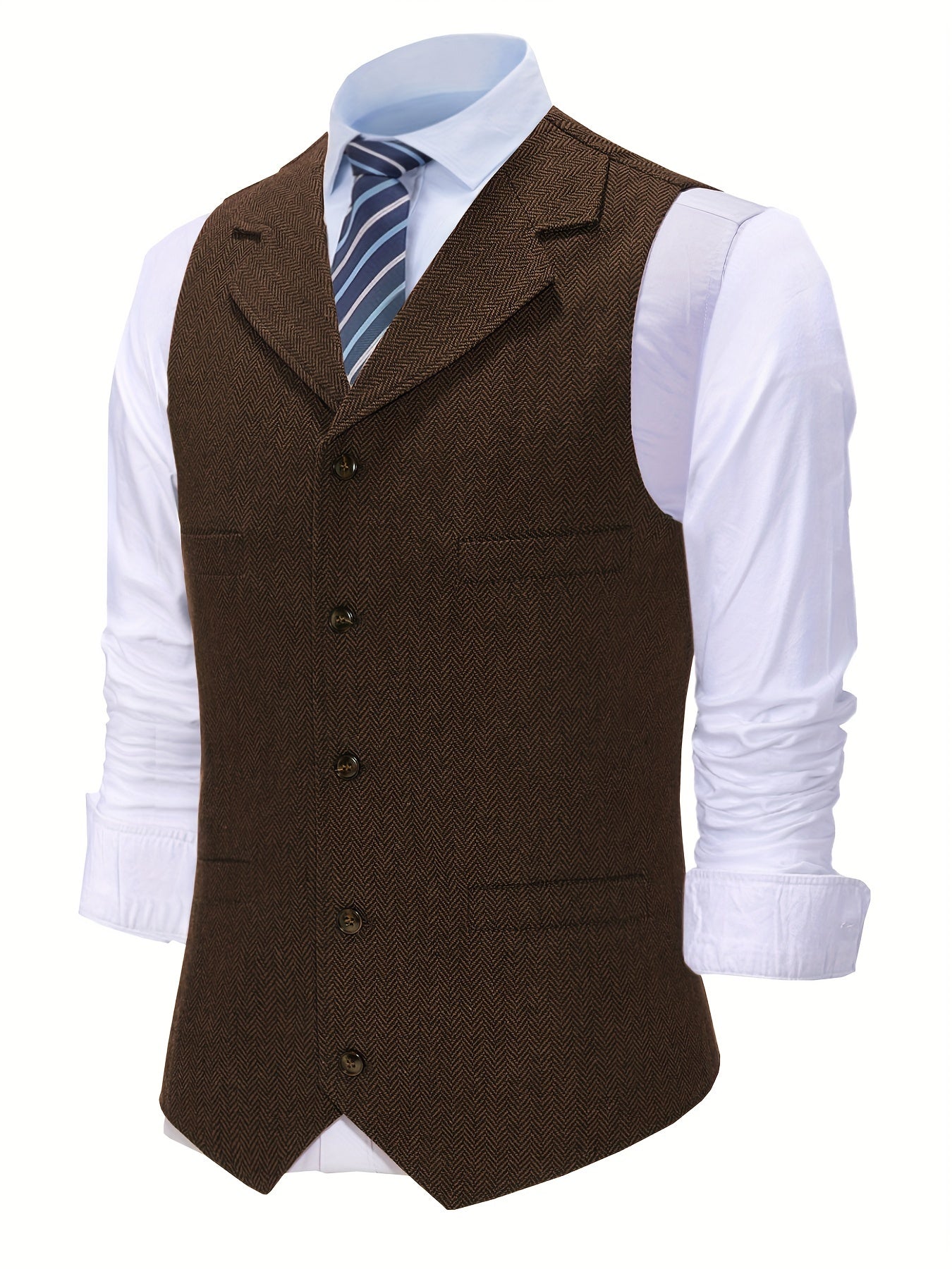 Men's Herringbone Tailored Vest - photo 12