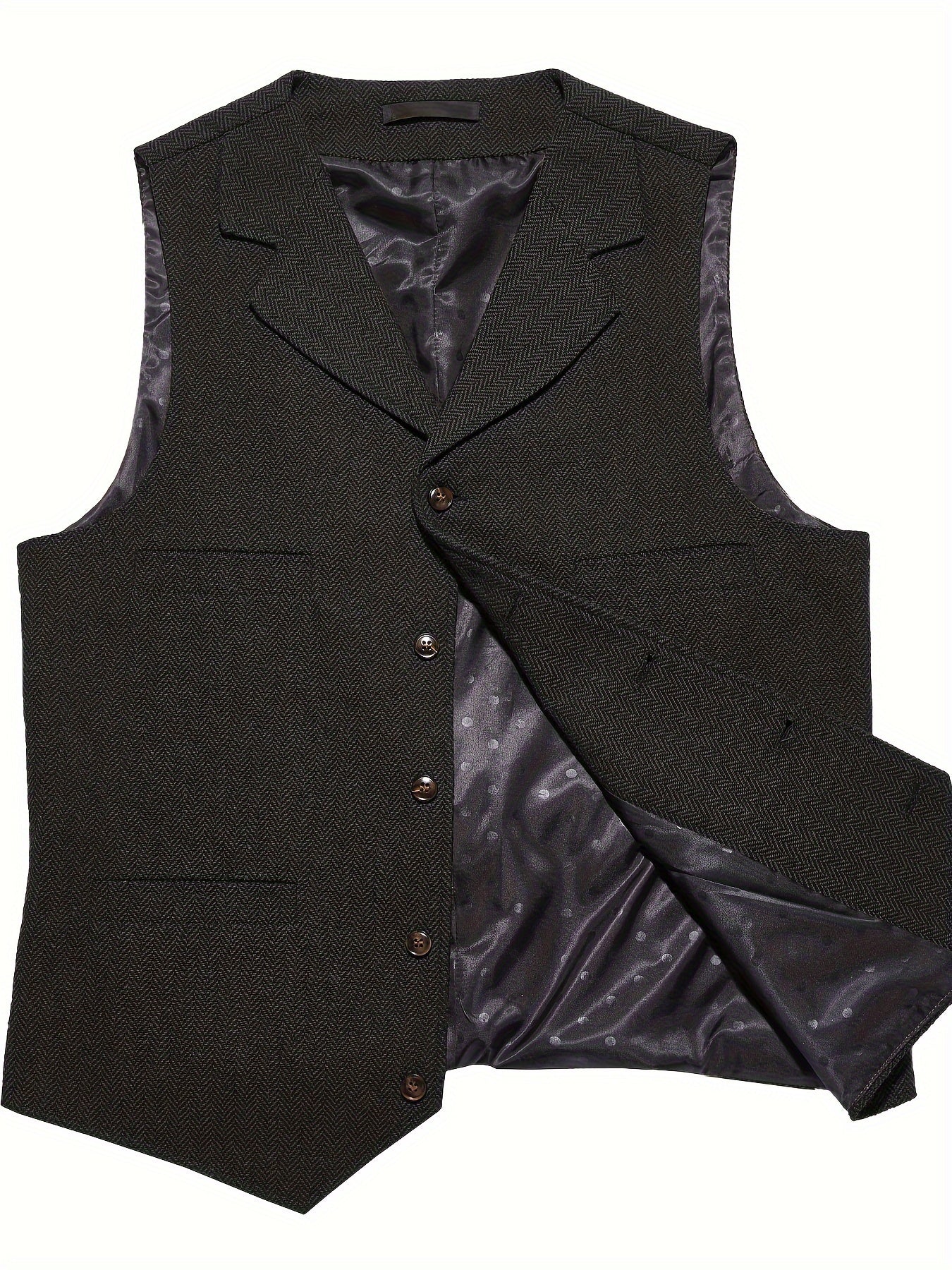 Men's Herringbone Tailored Vest - photo 6