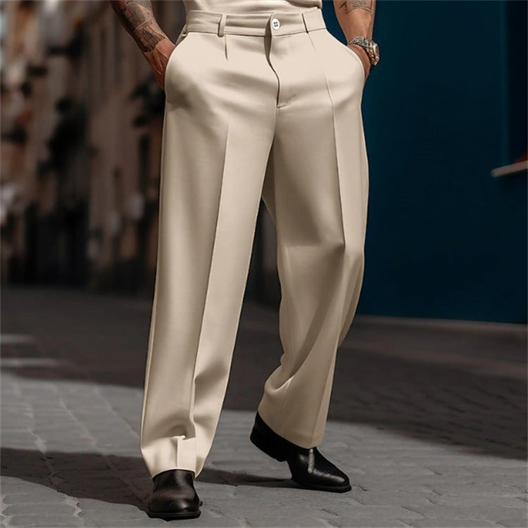 men's high waist wide-leg dress pants - pleat detail