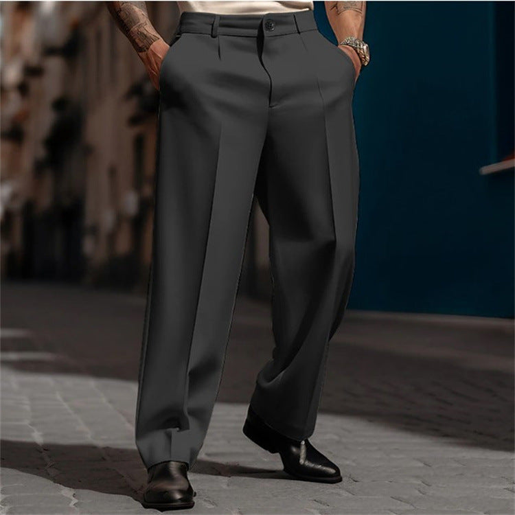 men's high waist wide-leg dress pants - fabric detail