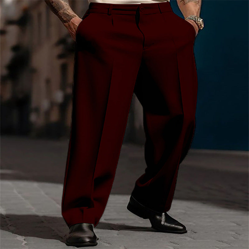 men's high waist wide-leg dress pants - full length
