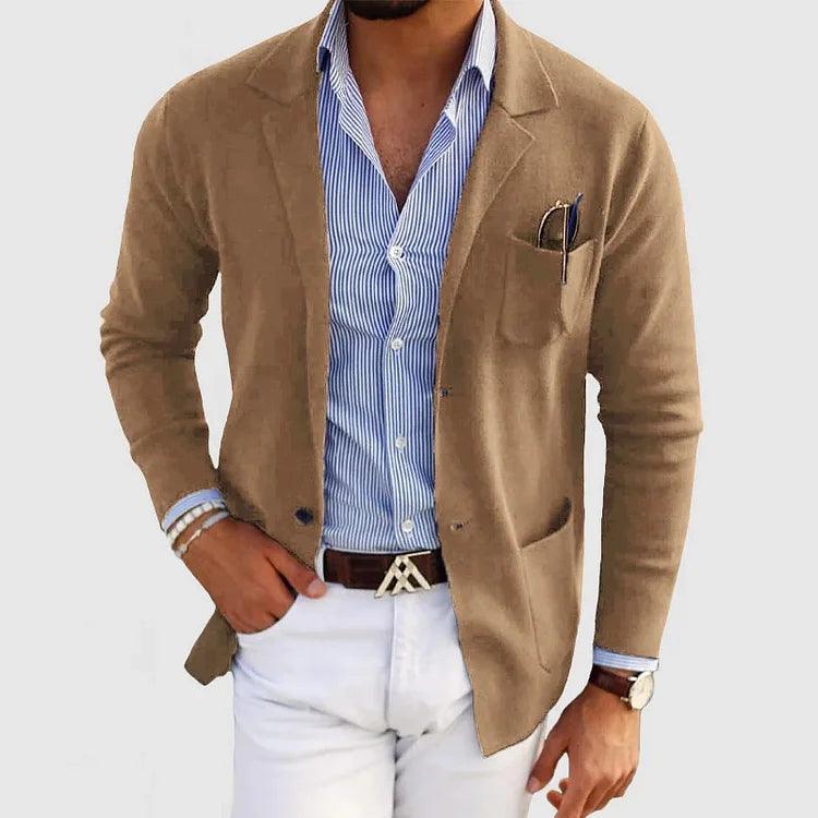 Men's Knit Coat | Notch Lapel Patch Pocket Smart Casual
