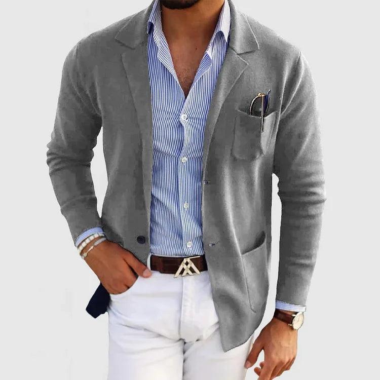 Men's Knit Coat | Notch Lapel Patch Pocket Smart Casual