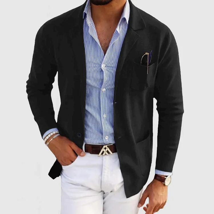 Men's Knit Coat | Notch Lapel Patch Pocket Smart Casual