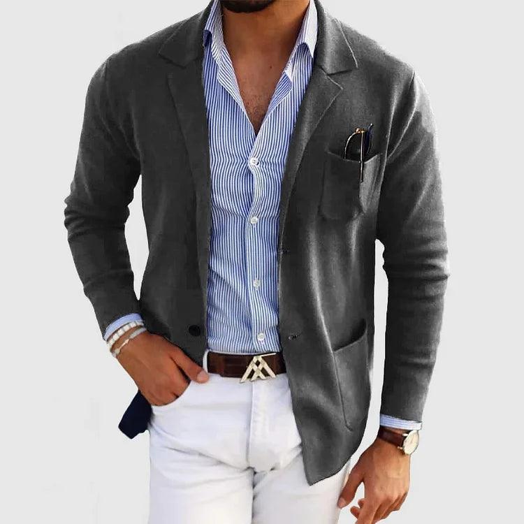 Men's Knit Coat | Notch Lapel Patch Pocket Smart Casual