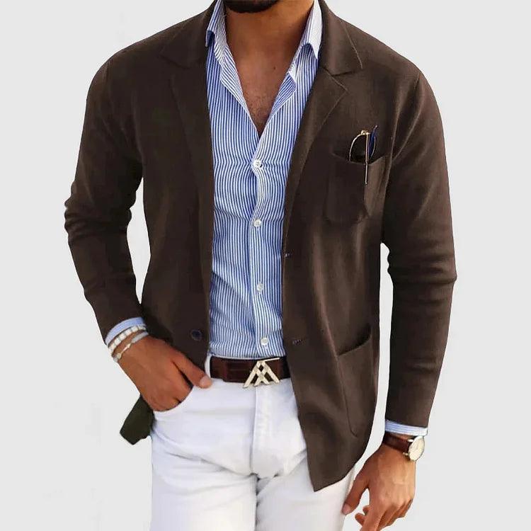 Men's Knit Coat | Notch Lapel Patch Pocket Smart Casual