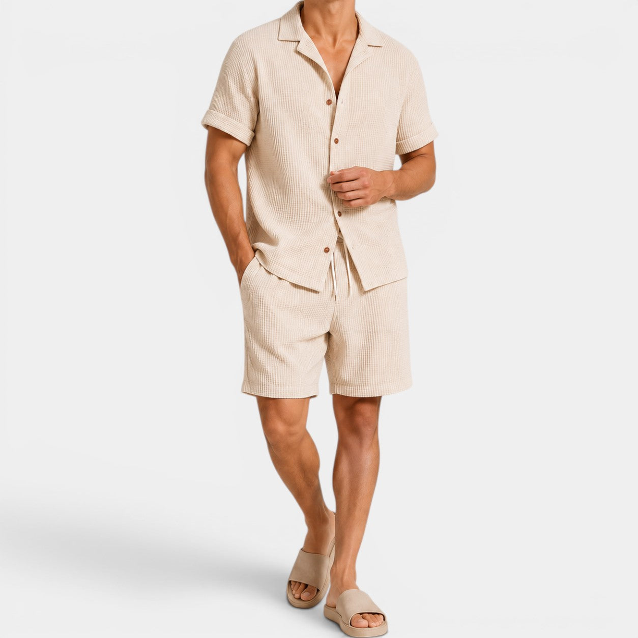 Men's Lightweight Short Sleeve Shirt and Shorts Set | Casual Summer Matching Outfit